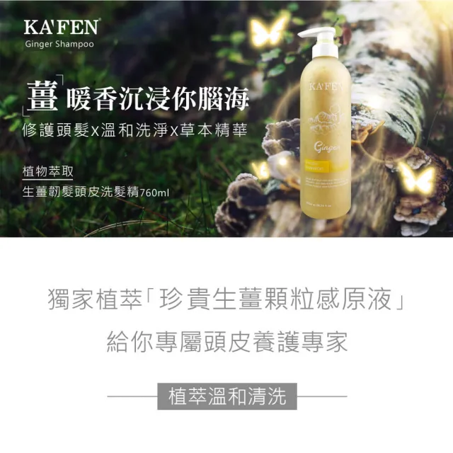【KAFEN 卡氛】生薑系列 洗髮精/護髮素/沐浴乳 760ml(活絡 強韌 調理)