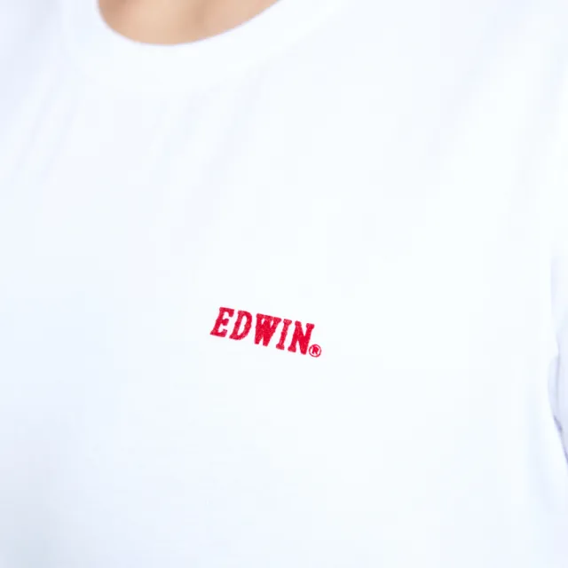 【EDWIN】女裝 第八代LOGO短袖T恤(白色)