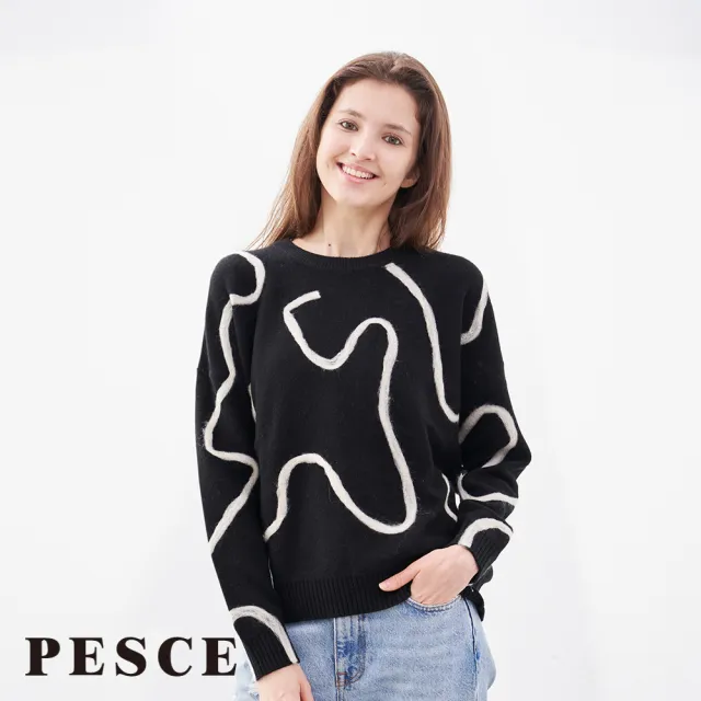 【PESCE】100%Cashmere喀什米爾長袖圓領設計款毛衣