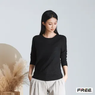 【FREE】素色織紋羊絨衫(黑色/桃紅)