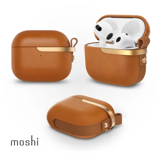 【moshi】AirPods 3 Pebbo Luxe 藍牙耳機充電盒皮革保護套(Airpods 3 gen.專用)