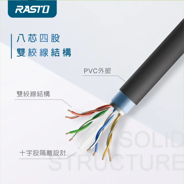 【RASTO】CAT6 10M 網速1GPS網路線 REC11