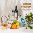 【Dagebeno荷生活】晶采生活皮革提把水果提籃 透明香檳氣泡酒冰桶(大號)