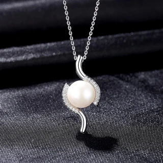 【Jpqueen】韓國風小眾設計珍珠鑲鋯石吊墜項鏈