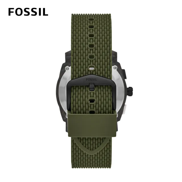 【FOSSIL 官方旗艦館】Machine 三眼賽車風格手錶 綠色矽膠錶帶 42MM FS5872