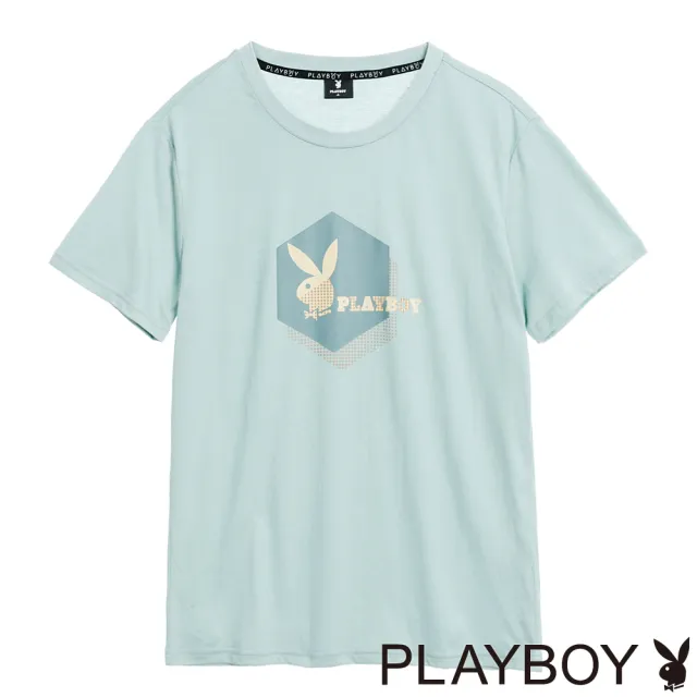 【PLAYBOY】六邊幾何圖案T(粉綠色)