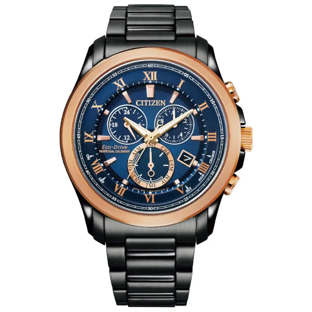 【CITIZEN 星辰】古羅馬系列光動能鋼帶藍寶石錶43mm(BL5546-81L)