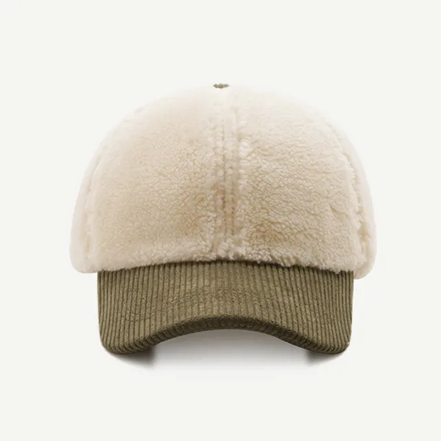 【OT SHOP】女款撞色羊羔毛棒球帽 C2219(秋冬保暖 學院風 休閒百搭)