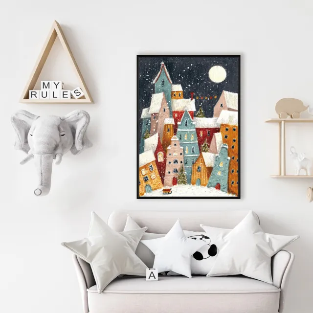 【菠蘿選畫所】平安夜的月亮 - 30x40cm(角落小品/玄關裝飾//聖誕節畫作/交換禮物)