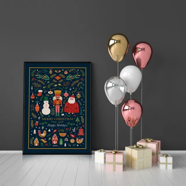 【菠蘿選畫所】聖誕胡桃鉗-30x40cm(角落小品/玄關裝飾/聖誕節畫作/交換禮物)