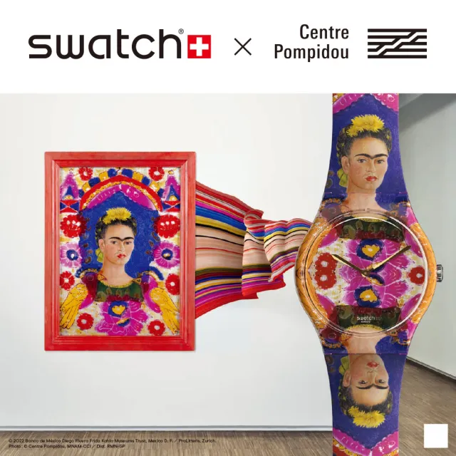 【SWATCH】龐畢度藝術中心聯名 框架 自畫像 卡羅 Frida Kahlo New Gent 原創系列 手錶 瑞士錶 錶(41mm)