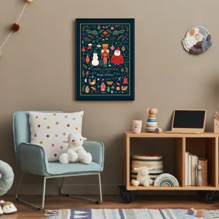 【菠蘿選畫所】聖誕胡桃鉗-50x70cm(冬天/臥房掛畫/交換禮物/複製畫/民宿/北歐/空間/聖誕節掛畫)