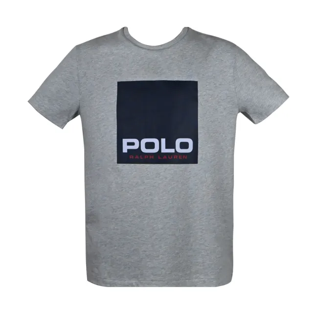 【RALPH LAUREN】POLO色塊印花圓領短袖T恤(灰)