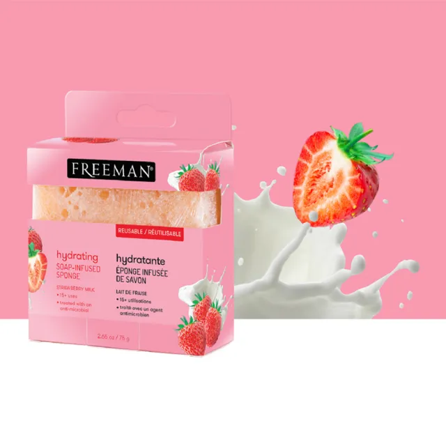 【Freeman】草莓牛奶保濕海綿精油皂(75g)