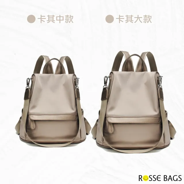 【Rosse Bags】韓版休閒百搭防潑水牛津布後背包(防水包 現+預  黑色 / 卡其色 / 灰色)