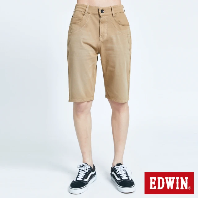 【EDWIN】男裝 大尺碼-JERSEYS迦績EJ3棉涼感牛仔短褲(灰卡其)
