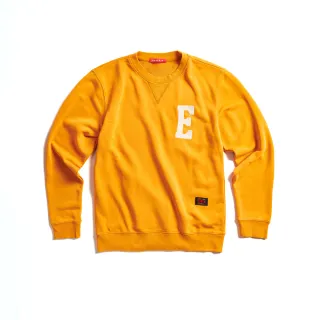 【EDWIN】男裝 毛線繡大E LOGO厚長袖T恤(桔黃色)