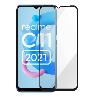【Metal-Slim】Realme C11(全膠滿版9H鋼化玻璃貼)