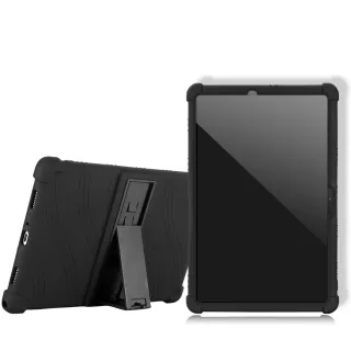 【VXTRA】三星 Samsung Galaxy Tab S8+ 全包覆矽膠防摔支架保護軟套-黑 X800 X806