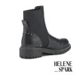 【HELENE SPARK】個性時髦鉚釘拼接牛皮厚底短靴(黑)