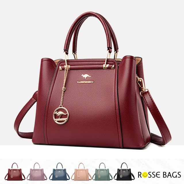 Rosse Bags 經典時尚條紋掛飾大容量肩背托特包(現+