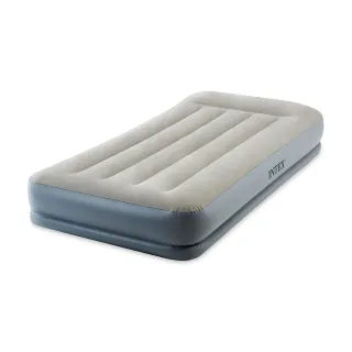 【INTEX】舒適雙層內建電動幫浦fiber tech單人加大充氣床-有頭枕-寬99cm(64115ED)