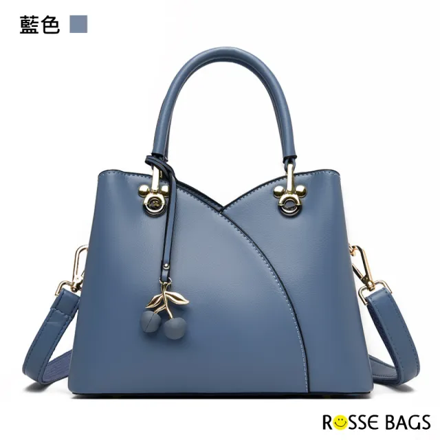 【Rosse Bags】純色拼接軟皮手提肩背包(現+預  黃色／藍色／米白色／黑色)