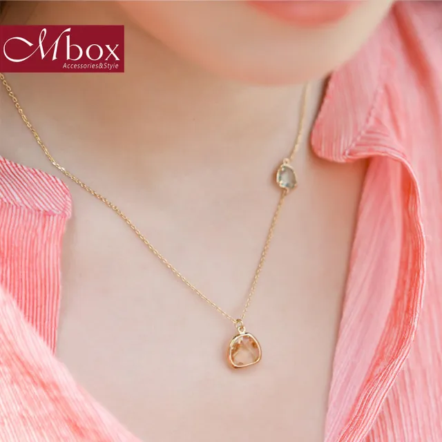 【Mbox】項鍊 小清新-溫柔絲綢  採用人造水晶+合金(項鍊)