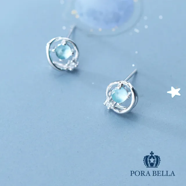 【Porabella】925純銀海洋合成藍寶石耳環 earrings