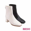 【A.S.O 阿瘦集團】BESO網獨款-素面百搭顯瘦方楦中粗跟中筒靴(黑)