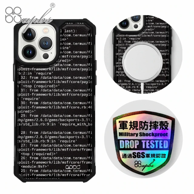 apbs iPhone 13 Pro Max / 13 Pro / 13 軍規防摔皮革磁吸手機殼(程式碼-黑殼)