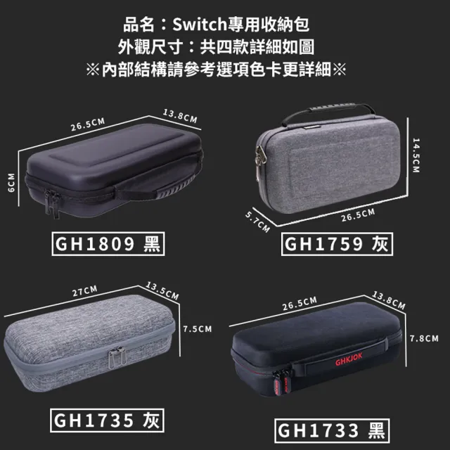 【Her】多功能手提收納包-GH1733/GH1735 遊戲機 硬殼 盒 防震防刮耐摔保護包(Switch 手遊 記憶卡)