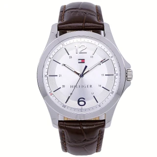 【Tommy Hilfiger】Tommy 美國時尚簡約流行腕錶-銀+咖啡-1791377