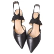 【Ann’S】芭蕾造型-寬版鬆緊繫帶V口粗跟尖頭鞋4.5cm(黑)