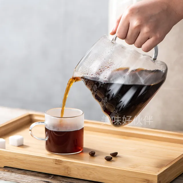 【美味好伙伴】耐熱玻璃手沖咖啡壺600ml(雲朵壺身 咖啡 耐熱玻璃 分享壺)