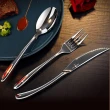 【PUSH!】餐具316不銹鋼叉子刀叉牛排刀叉西餐餐具(刀叉勺四件套裝E162-1)