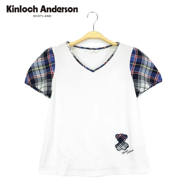 【Kinloch Anderson】金安德森女裝 前刺繡配格紋上衣(白)