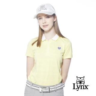 【Lynx Golf】女款吸汗速乾合身版MESH緹花設計短袖POLO衫/高爾夫球衫(黃色)