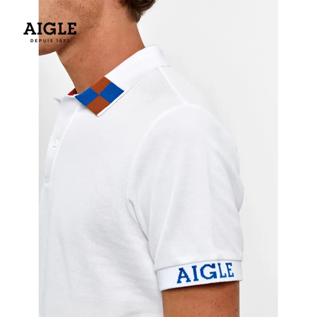 【AIGLE】男 抗UV快乾短袖POLO衫AG-1P119A130 白色(男裝 抗UV快乾 短袖 POLO衫)