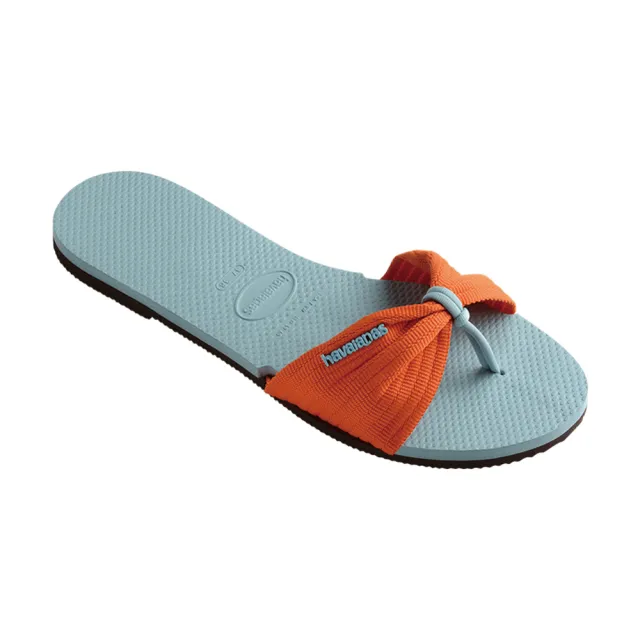 【havaianas 哈瓦仕】平底涼鞋 女鞋 拖鞋 巴西 You St Tropez Basic 藍橘 4146086-2404W(哈瓦士)