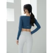 【GRANDELINE】前扭結長袖短版罩衫 - Whale Blue - LT678(運動上衣、瑜珈服、瑜珈罩衫)