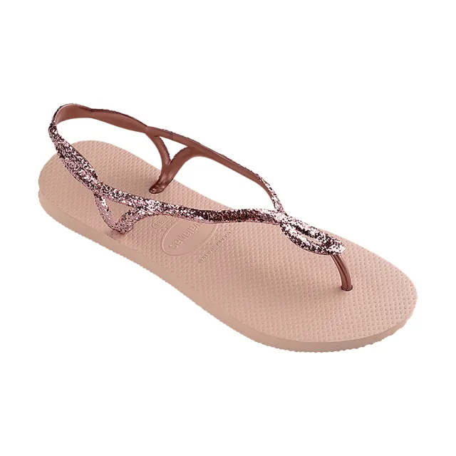 【havaianas 哈瓦仕】涼鞋 女鞋 夾腳拖 亮粉 巴西 Luna Premium II 玫瑰金 4147009-5977W(哈瓦士)