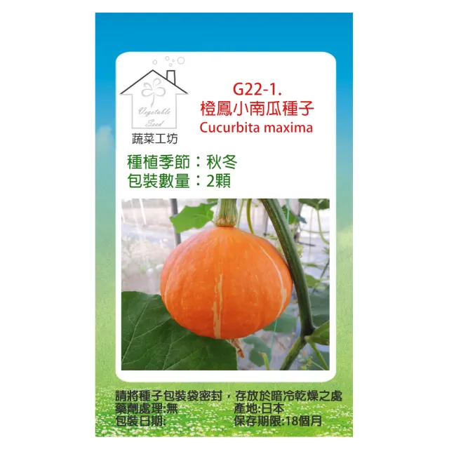 【蔬菜工坊】G22-1.橙鳳小南瓜種子