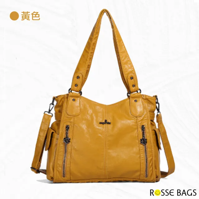 【Rosse Bags】歐美簡約時尚大容量手提包(現+預  黑色 / 棕色  / 灰色 / 黃色 / 淺藍色)