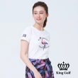 【KING GOLF】網路獨賣款-速達-女款趣味火鶴印圖造型上衣(白色)