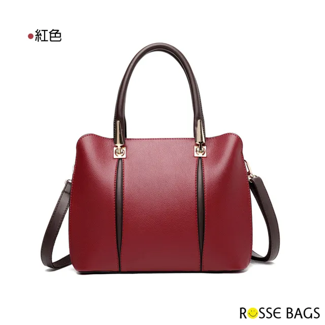 【Rosse Bags】時尚通勤大容量手提肩背包(現+預  卡其色 / 紅色 / 藍色 / 黑色)