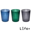【Life+】北歐現代輕奢立體條紋透明圓形無蓋垃圾桶12L_2入組