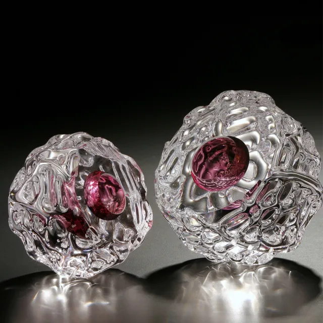 【TOP ART LIVING】素心澄明 Pure-小-紫紅 圖左(琉璃  送禮 藝品 藝術禮品 立陶宛製)