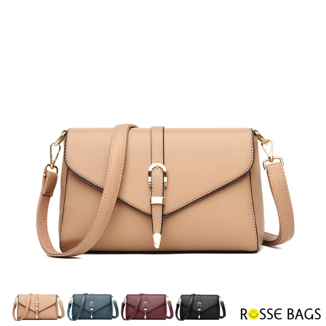 【Rosse Bags】簡約優雅時尚單肩斜背方包(現+預  酒紅色 / 卡其色 / 藍色 / 黑色)