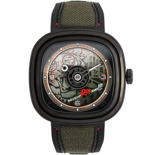 【SEVENFRIDAY】虎年限量版 自動上鍊機械錶-綠/45x45.6mm(T3/04)
